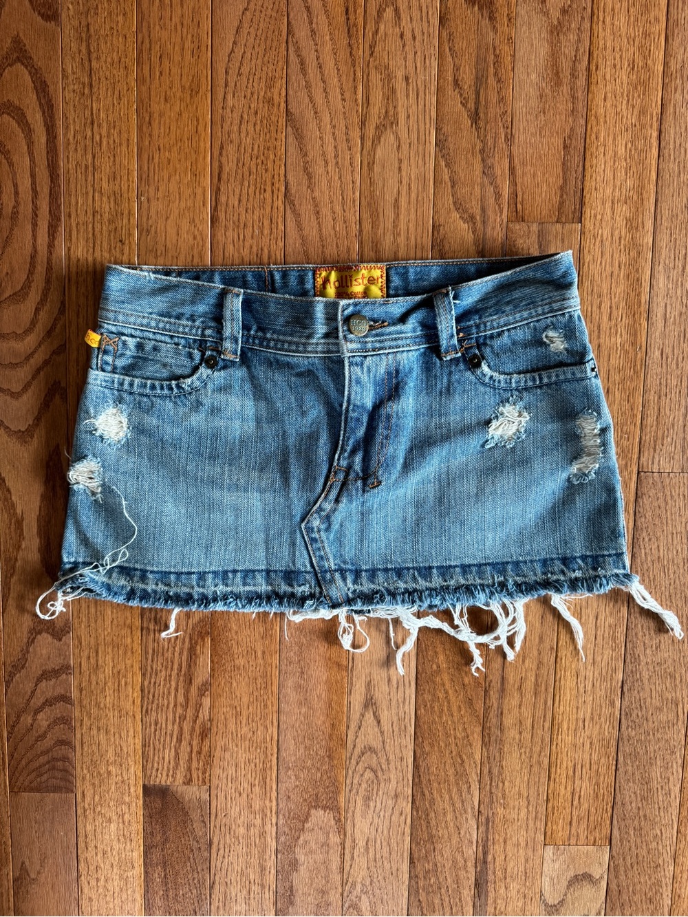 Vintage Y2K Hollister Distressed Denim Mini Skirt